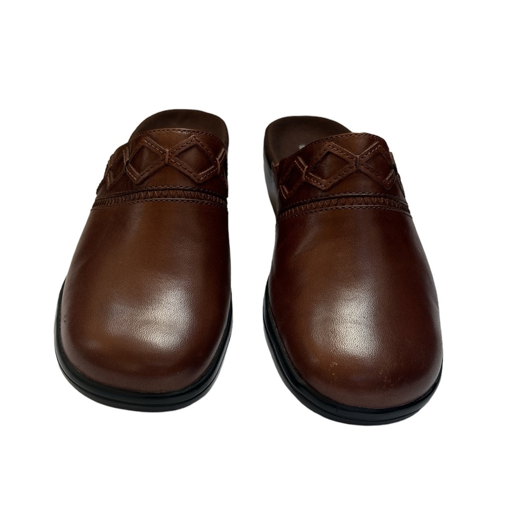 Clarks Leather Mules With Diamond Detail Brown Size 7 M - Picture 2 of 7